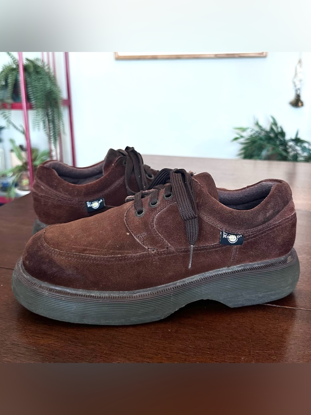 Vintage 90s Dr. Martens Chunky Lace Up Oxford Shoes Brown Suede Low Top | Men 8